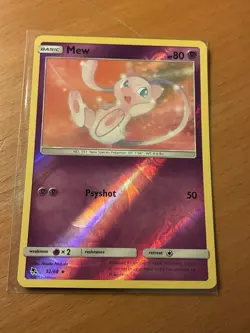 Mew 32/68 Pokemon Card Sun & Moon Hidden Fates Rare Reverse Holo Foil TCG - Image 1