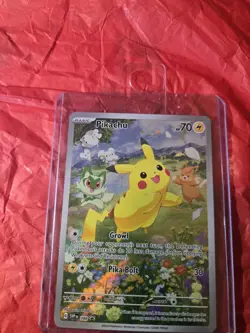 This is a Holo Rare "Pikachu" card from the Paldea Adventure Chest series - Image 1