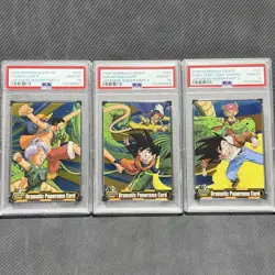 PSA 10 Sequential 3 Card Set Dragon Ball x One Piece Morinaga 40th Luffy Goku - Image 1