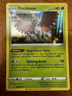 Decidueye 008/072 Holo Shining Fates Pokemon TCG Card. - Image 1