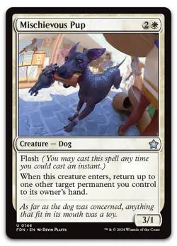 Mischievous Pup #144 (NM) Foundations FDN Magic MTG - Image 1