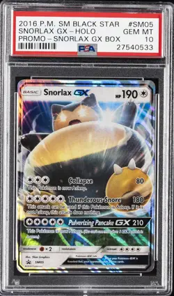 2016 POKEMON SM BLACK STAR PROMO SNORLAX GX BOX #SM05 SNORLAX GX-HOLO PSA 10 - Image 1