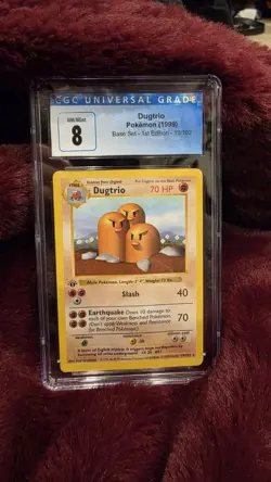 CGC 8 Dugtrio 1999 Base Set 1st Edition Shadowless 19/102 Pokemon Card - Image 1