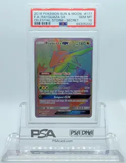 POKEMON CELESTIAL STORM RAYQUAZA GX #177 SECRET RARE PSA 10 GEM MINT #44305232 - Image 1