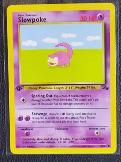 Pokemon TCG Slowpoke #55 Fossil Set 1st Edition Common Psychic NM - Image 1