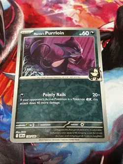 Reverse Holo Marnie's Purrloin 130/182 Common SV10: Destined Rivals Pokemon - Image 1