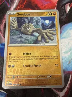Pokemon TCG Geodude Scarlet & Violet-151 074/165 Reverse Holo Common - Image 1
