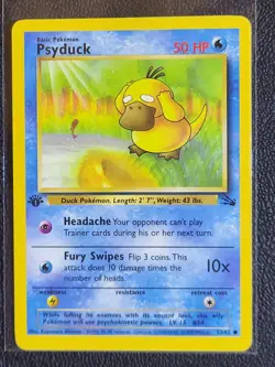 Pokemon TCG Psyduck #53 Fossil Set 1st Edition Water NM - Image 1