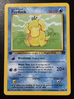 Pokemon TCG WOTC 1st Edition Team Rocket Psyduck 65/82 Common MP - Image 1