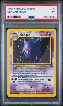 PSA 1 Gengar 5/62 Fossil Holo Pokemon Slab - Image 1