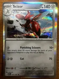#141/197 Scizor Holo - Pokemon TCG SV03: Obsidian Flames NM - Image 1