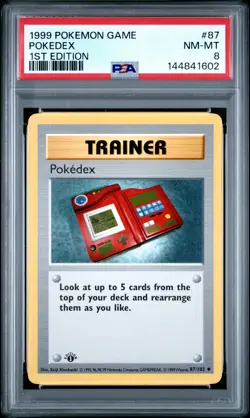 1999 POKEMON GAME 1ST ED #87 POKEDEX PSA 8 - Image 1