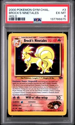 2000 POKEMON GYM CHALLENGE HOLO #3 BROCK'S NINETALES PSA 6 - Image 1