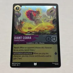 Giant Cobra 57/204 Disney Lorcana Archazia's Island Uncommon Cold Foil Card NM - Image 1