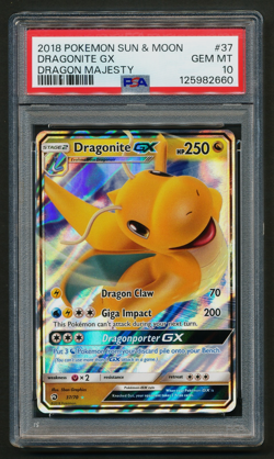 Dragonite GX 37/70 Holo Rare Pokemon 2018 Dragon Majesty PSA 10 MINT - Image 1