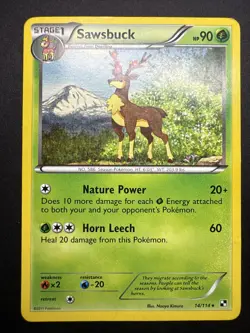 Sawsbuck 14/114 Black & White Regular Rare LP Pokemon TCG - Image 1