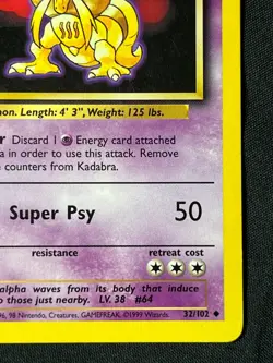 Pokemon TCG 1999 Kadabra 32/102 Base Set Lightly Played - Image 4