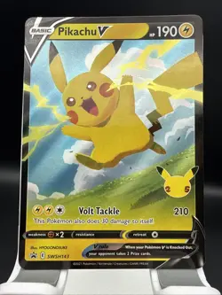Pokemon TCG Pikachu V SWSH143 Celebrations Black Star Promo NM Condition - Image 1