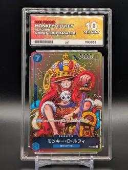 Monkey D Luffy - P-043 PROMO SHONEN JUMP MAGAZINE ONE PIECE CCG ACE GRADING 10 - Image 2