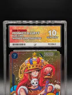 Monkey D Luffy - P-043 PROMO SHONEN JUMP MAGAZINE ONE PIECE CCG ACE GRADING 10 - Image 3