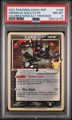 PSA 8 Grading Card Pokemon PTCG - Greninja Gold Star Celebration SWSH Promo #144 - Image 1