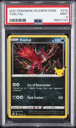 2021 POKEMON CELEBRATIONS #019 YVELTAL PSA 9 - Image 1