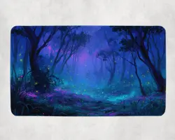 MTG Playmat - Mystic Bioluminescent Forest MTG Playmat Enchanted Twilight Woods - Image 1
