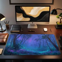 MTG Playmat - Mystic Bioluminescent Forest MTG Playmat Enchanted Twilight Woods - Image 2