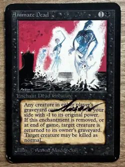 ANIMATE DEAD ALPHA SIGNED ANSON MADDOCKS mtg Magic The Gathering - Image 1