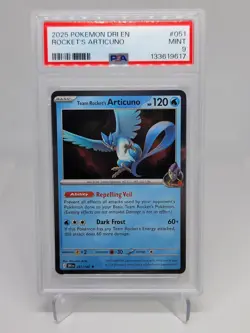 2025 POKEMON DRI EN-DESTINED RIVALS #051 TEAM ROCKET'S ARTICUNO PSA 9 - Image 1