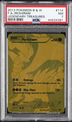 2013 POKEMON B&W LEGEND TREASURES #114 FULL ART/RESHIRAM PSA 7 - Image 1