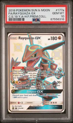 Pokemon TCG Rayquaza GX 177a/168 Hidden Fates Premium Collection PSA 10 - Image 1