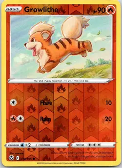 Growlithe 019/195 C Silver Tempest Pokemon Reverse Holo Near Mint - Image 1