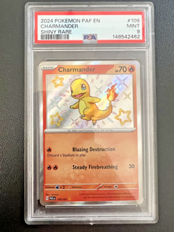 2024 POKEMON PAF EN-PALDEAN FATES SHINY RARE #109 CHARMANDER PSA 9 - Image 1