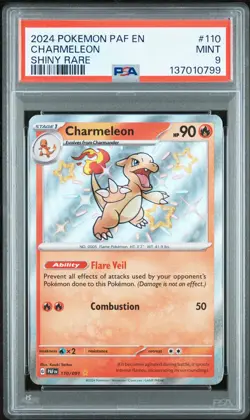 2024 POKEMON PAF EN-PALDEAN FATES SHINY RARE #110 CHARMELEON PSA 9 - Image 1