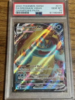 2020 Pokemon TCG Drednaw VMAX Full Art 015/073 Champions Path PSA 10 Gem Mint - Image 1