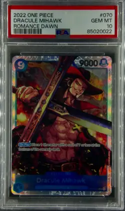 DRACULE MIHAWK, English, OP01-070, 2022 One Piece, Romance Dawn, PSA 10 - GEM MT - Image 1