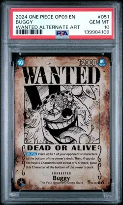 Buggy OP09-051 SP Wanted Poster PSA 10 OP13 One Piece TCG English - Image 1
