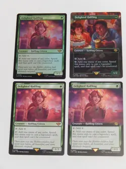 MTG Magic The Gathering 4X Delighted Halfling FOIL Lord of the Rings MINT! - Image 1