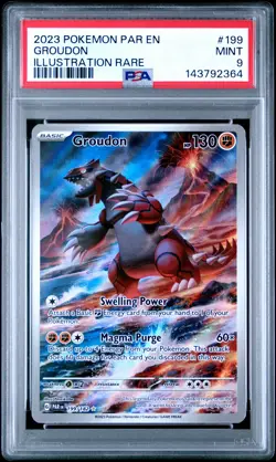 2023 POKEMON PAR EN-PARADOX RIFT ILLUSTRATION RARE #199 GROUDON PSA 9 - Image 1