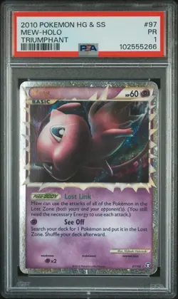 PSA 1 Mew (Prime) 97/102 Triumphant Holo Pokemon Slab - Image 1