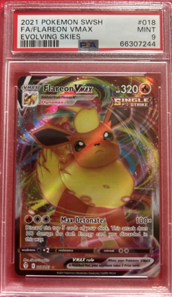 2021 Pokemon SWSH #018 FA/Flareon VMAX Evolving Skies PSA 9 - Image 1