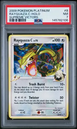 2009 POKEMON PLATINUM SUPREME VICTORS #8 RAYQUAZA C-HOLO PSA 7 - Image 1