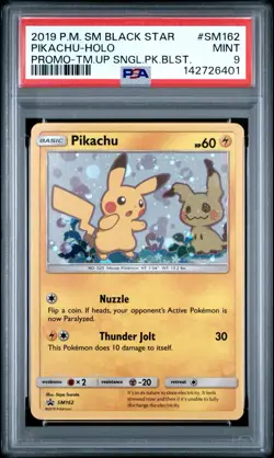 PSA 9 MINT Pokemon Pikachu Sun & Moon Black Star Promo Holo SM162 - Image 2