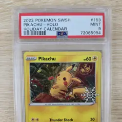 WHOLE SWIRL 🌀💫 PSA 9 Pikachu SWSH153 Advent Calendar Promo Snowflake Pokemon - Image 4