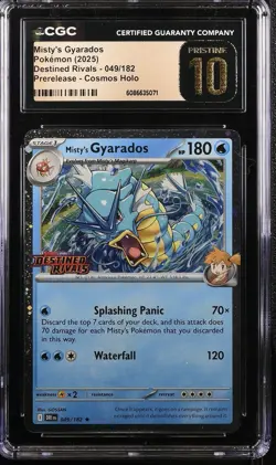 2025 POKEMON DESTINED RIVALS PRERELEASE #049 MISTY'S GYARADOS CGC 10 PRISTINE - Image 1