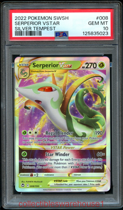 Pokemon Silver Tempest Serperior VSTAR 008 PSA 10 - Image 1