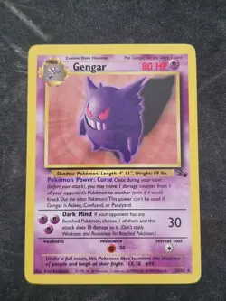 Pokemon Gengar TCG Fossil Card 20/62 Regular Non-Holo, Unlimited Rare - Image 1
