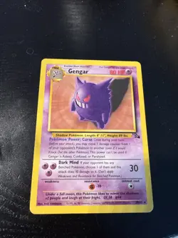 Pokemon Gengar TCG Fossil Card 20/62 Regular Non-Holo, Unlimited Rare - Image 1