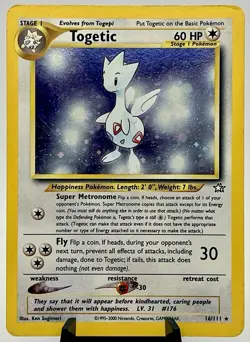 Togetic 16/111 Neo Genesis Holo Rare Vintage 2000 Unlimited Edition Pokemon TCG - Image 1